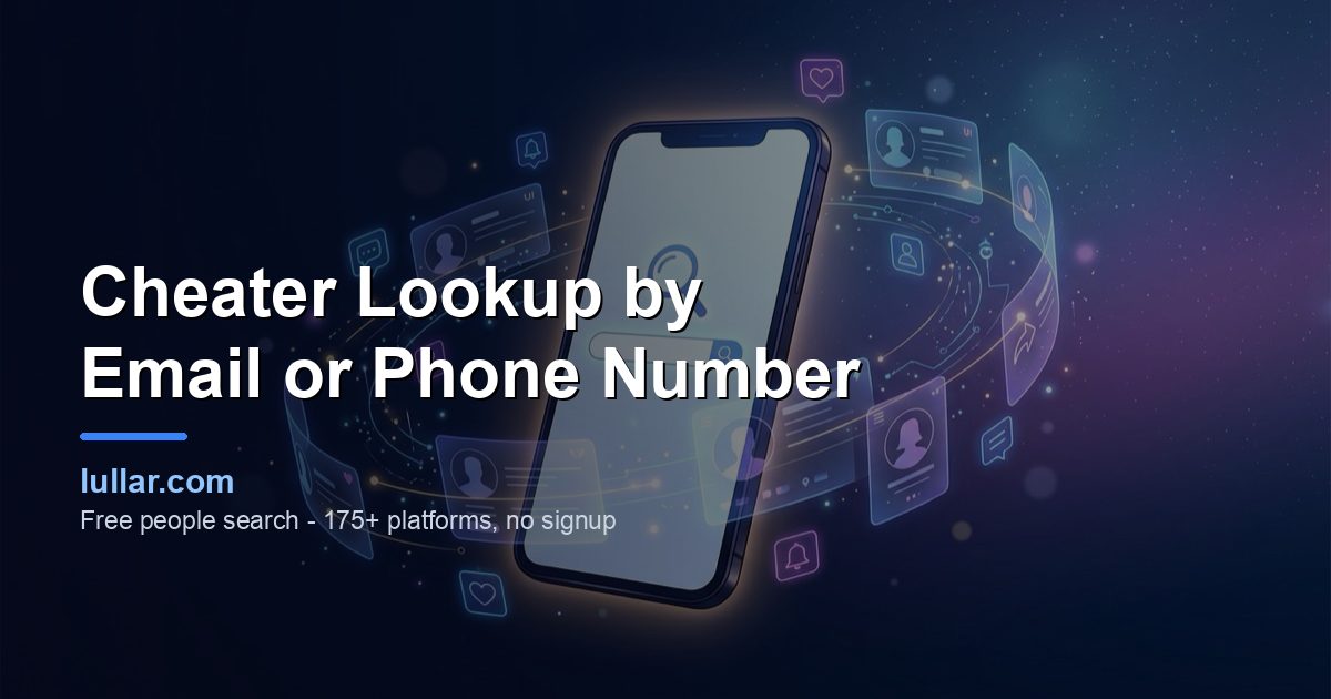 Cheater lookup by email or phone number: free account check on 175+ sites plus a reverse lookup for the owner's name